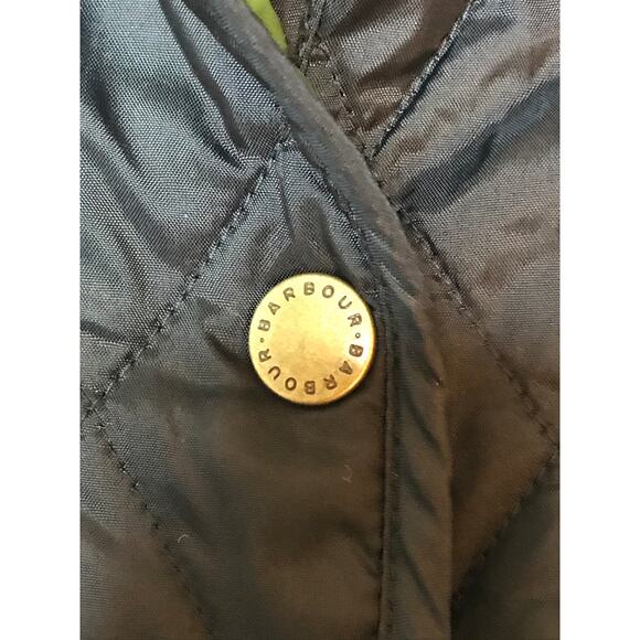 Barbour Black Quilted Jacket with Green Lining - Picture 5 of 9